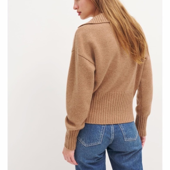 NEW Reformation Beckie Cashmere Collared Sweater Panko XL - Picture 8 of 16